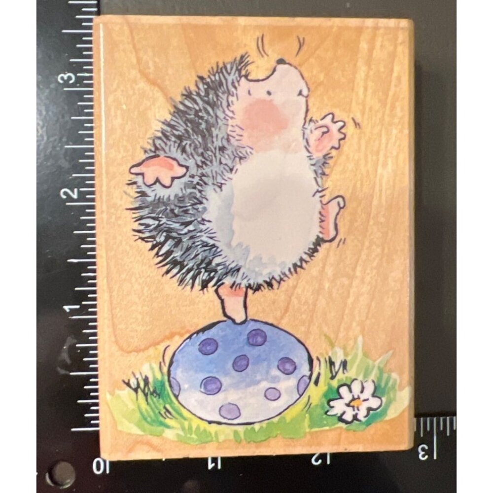 Margaret Sherry Penny Black Easter Tricks Hedgehog Stamp Wood Mounted 2302J